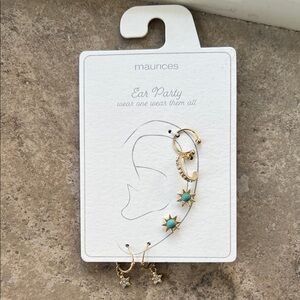 Maurices Gold and Turquoise Star Earring Set
